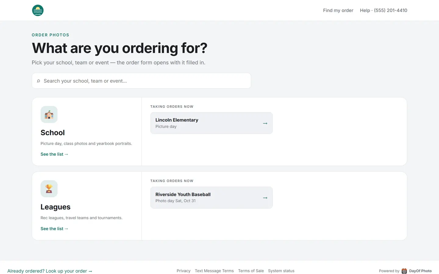 Parent order site (light mode)