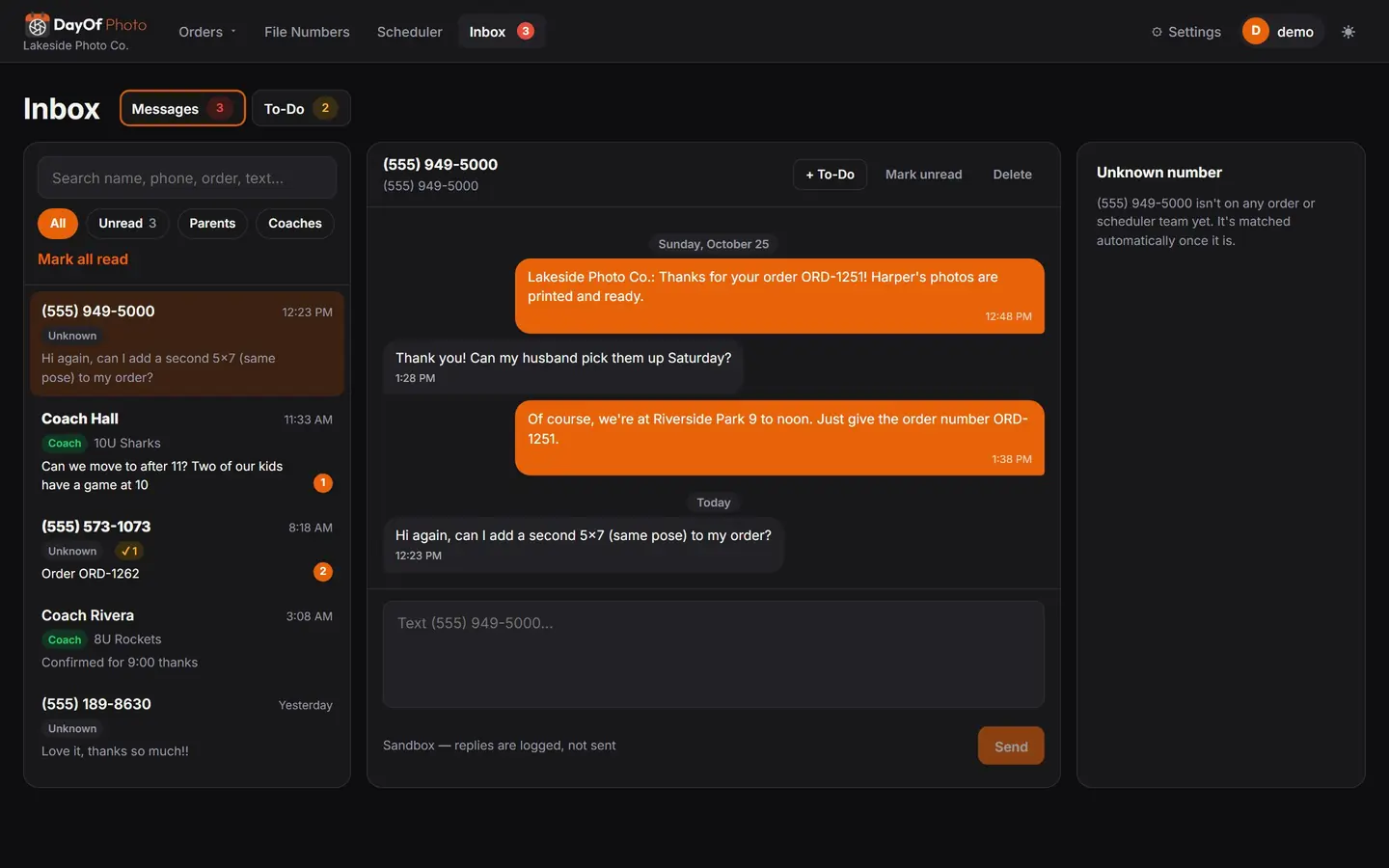 Every parent text, with the order beside it (dark mode)